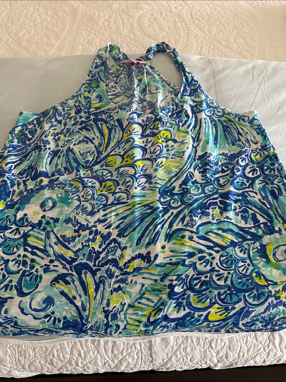Lilly Pulitzer Blue Multi Print Racerback Tank Top